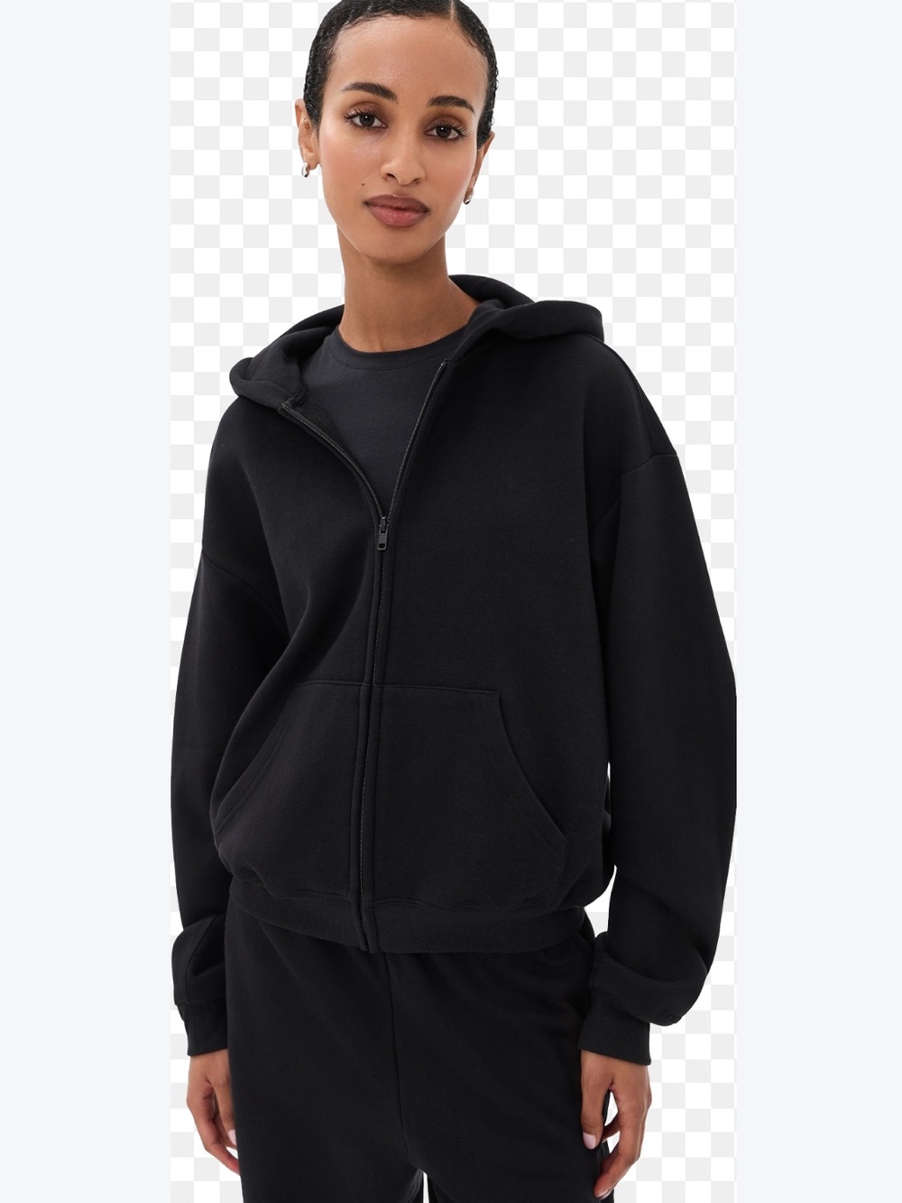 SKIMS Classic Zip Up Hoodie Onyx Medium